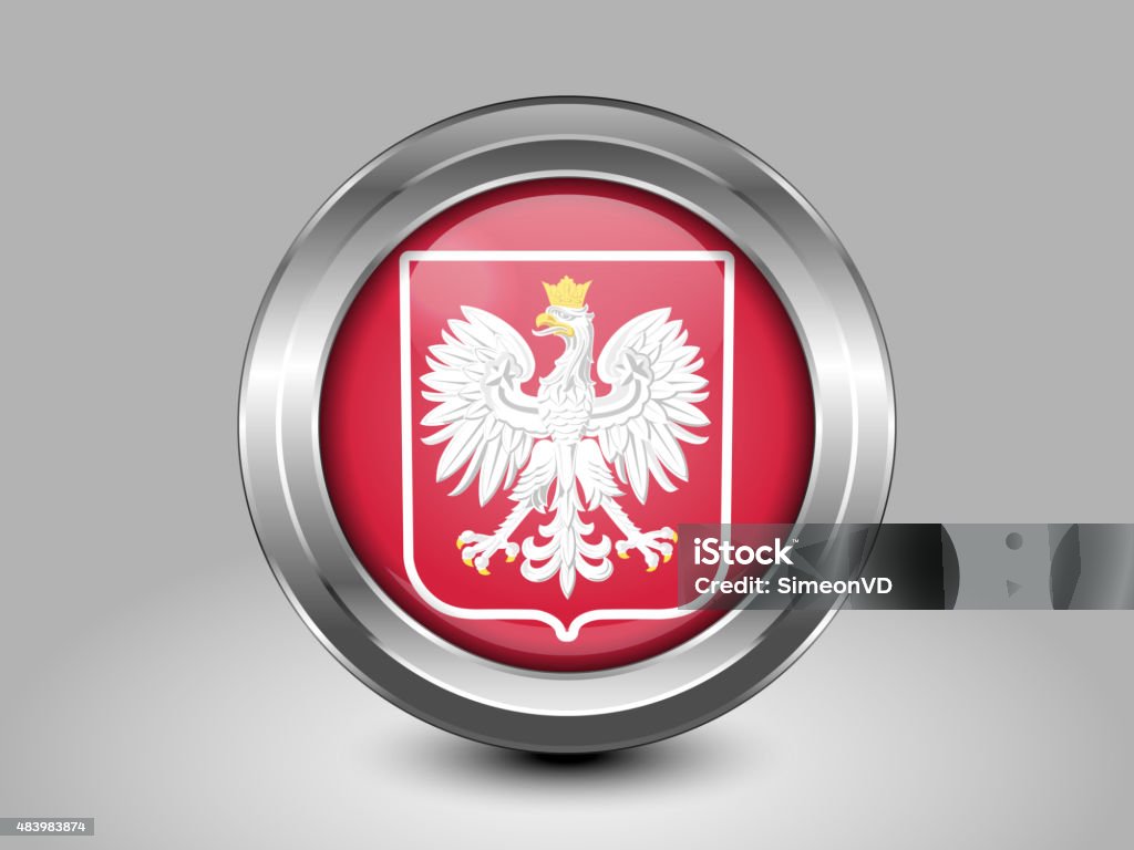 Flag of Poland with Eagle. Metal Round Icon Flag of Poland with Eagle. Metal Round Icons. This is File from the Collection European Flags 2015 stock vector