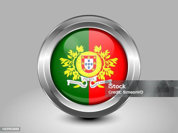 Flag Of Portugal Metal Round Icon Stock Illustration - Download Image Now - 2015, Arts Culture and Entertainment, Badge