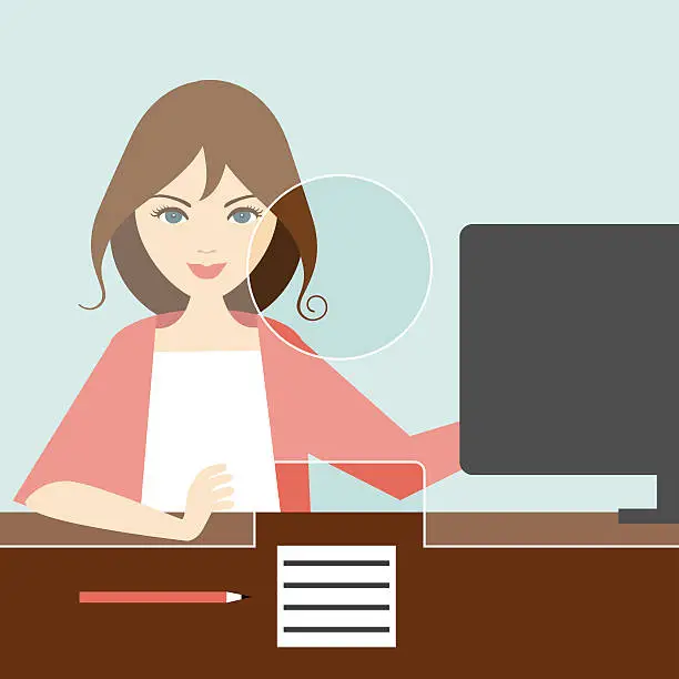 Vector illustration of Woman clerk in a bank. Flat vector.