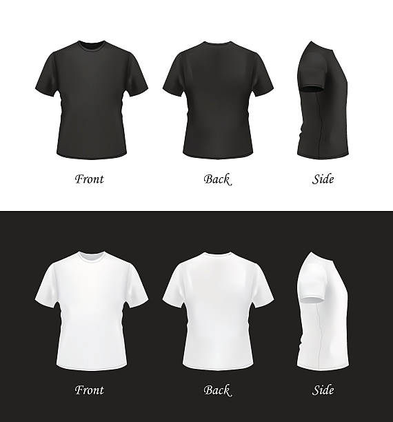 T-shirt template set, front, back and side views. vector art illustration