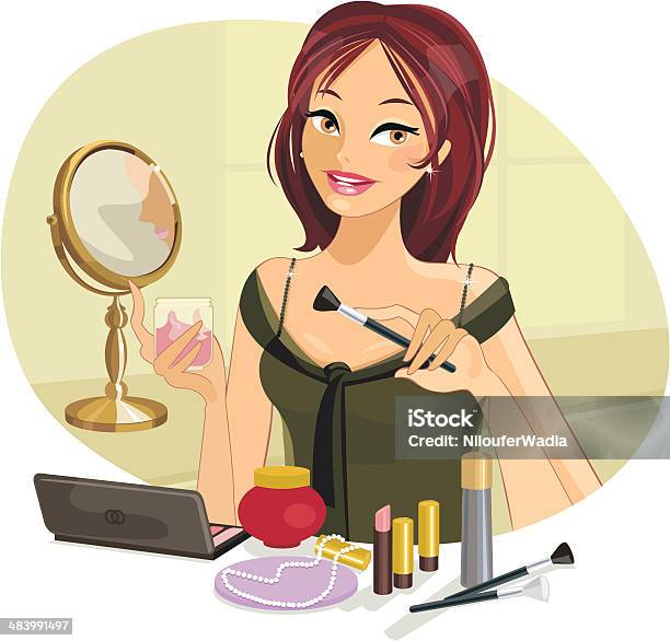 Beautiful Woman Doing Her Makeup Stock Illustration - Download Image Now -  Make-Up, Women, Applying - iStock