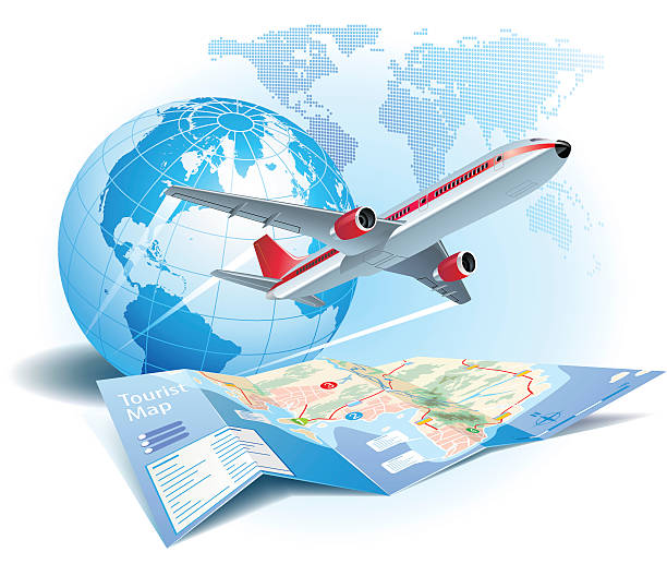 illustrazioni stock, clip art, cartoni animati e icone di tendenza di air viaggi - continents travel travel destinations europe