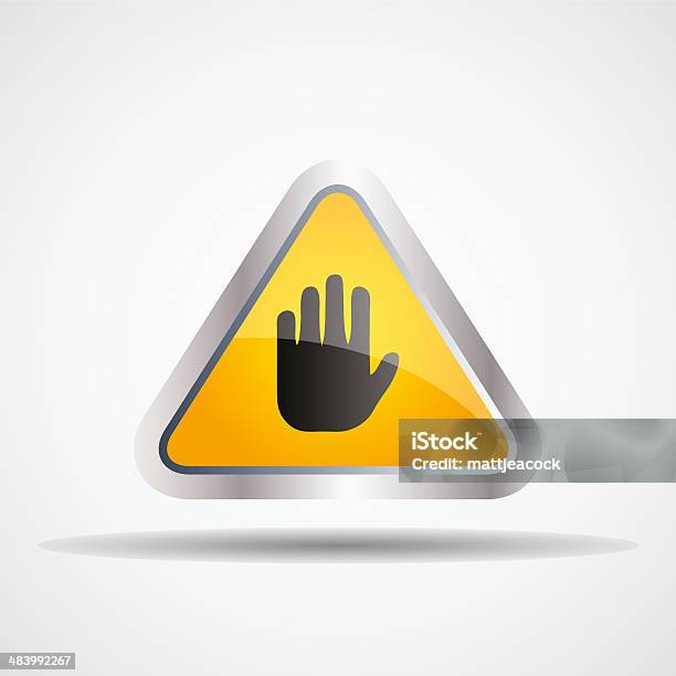 Warning Triangle Hand White Bordered Triangle Warning Hand On Yellow Background Stock ...