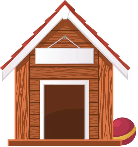 Vector illustration of Dog House with Blank Banner