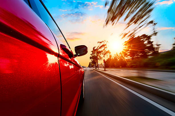 istock car on the road with motion blur background. 483992481