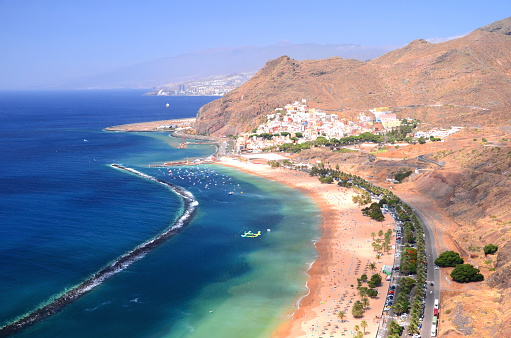 Spectacular picturesque gorgeous view on Teresitas beach on Tenerife island, Spain
