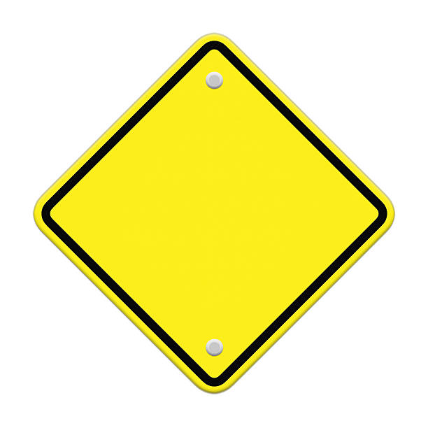 istock Blank yellow road sign on white background 483994089