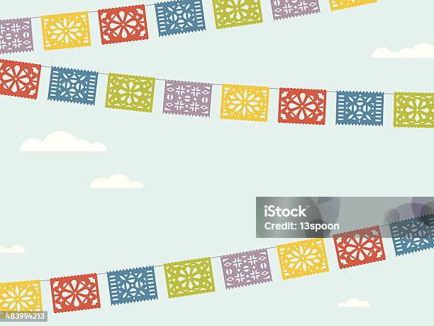 Flying Fiesta Flags Stock Illustration - Download Image Now - Papel Picado, Mexico, Mexican Culture