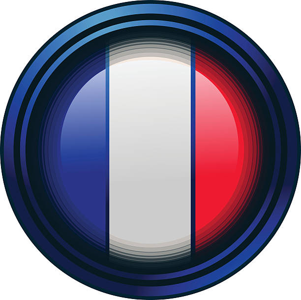 frankreich flagge auf eine runde schild, vektor-illustration. - insignia campaign button france french culture stock-grafiken, -clipart, -cartoons und -symbole