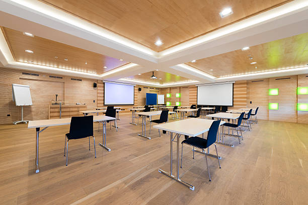 istock tables and chairs in modern wooden conference room 483994443