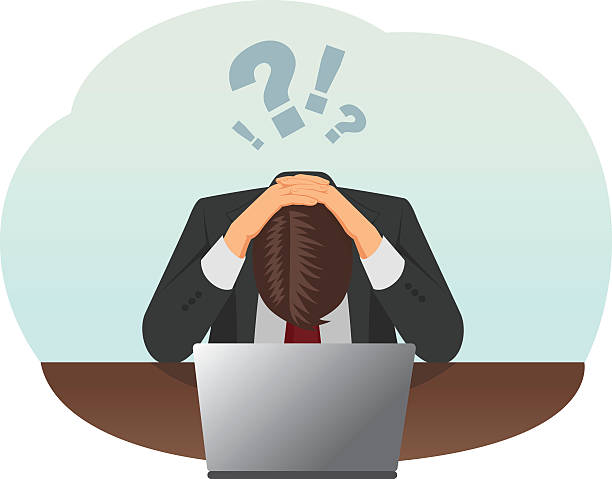 ilustrações de stock, clip art, desenhos animados e ícones de salientou empresário - frustration computer confusion businessman