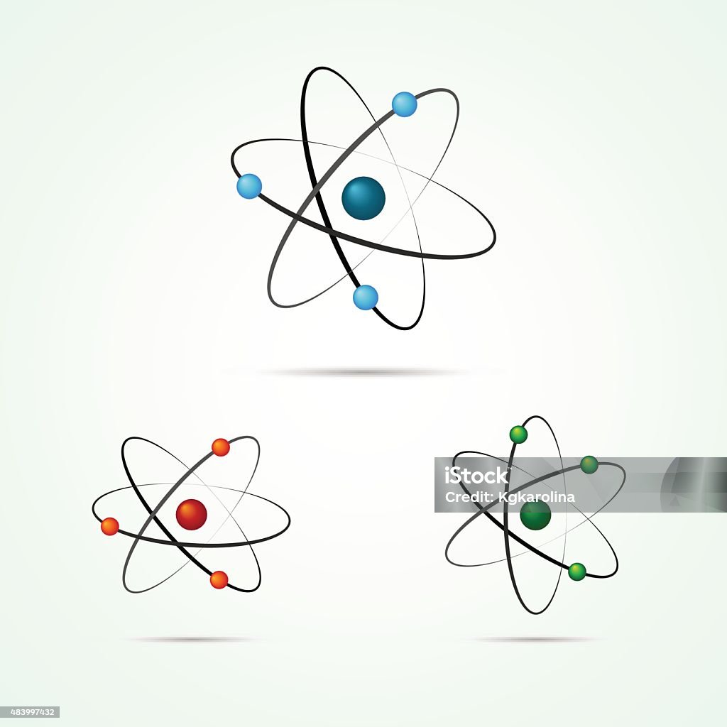 Atom icons Vector atom icons with electrons on light background Electron stock vector