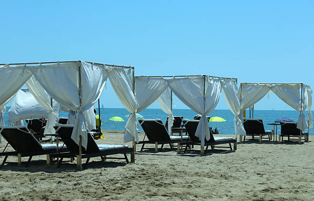 istock big gazebo with loungers in the luxurious Beach 483997530