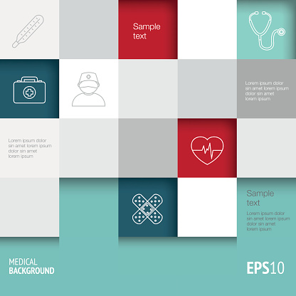 Medical background with thin lines icons - template for web or print. Can illustrate any medical or healthcare topic. This file is saved in EPS 10 format.