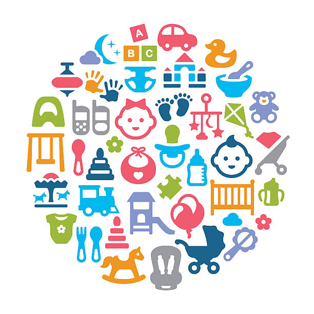 babys collage - babyphon stock-grafiken, -clipart, -cartoons und -symbole