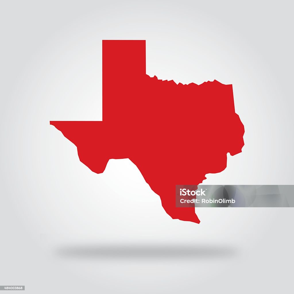 Texas Red State Icon Vector illustration of a red Texas Map and shadow agianst a gradient background. Texas stock vector