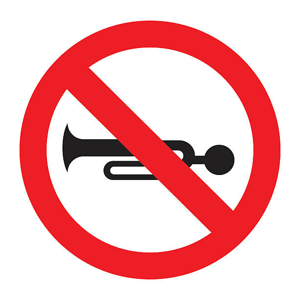 Warning traffic sign no horn. vector art illustration