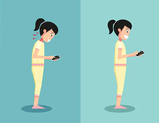 Vector illustration of Best and worst positions for playing smart phone