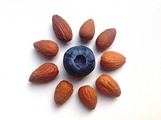 almonds and a blueberry