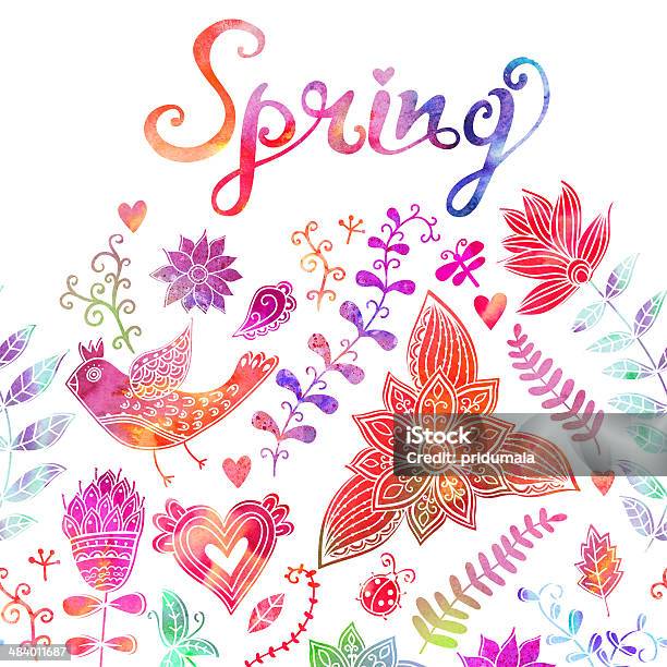 Primavera Próximo Cartão Fundo Floral - Arte vetorial de stock e mais imagens de Abstrato - Abstrato, Amor, Arco-Íris