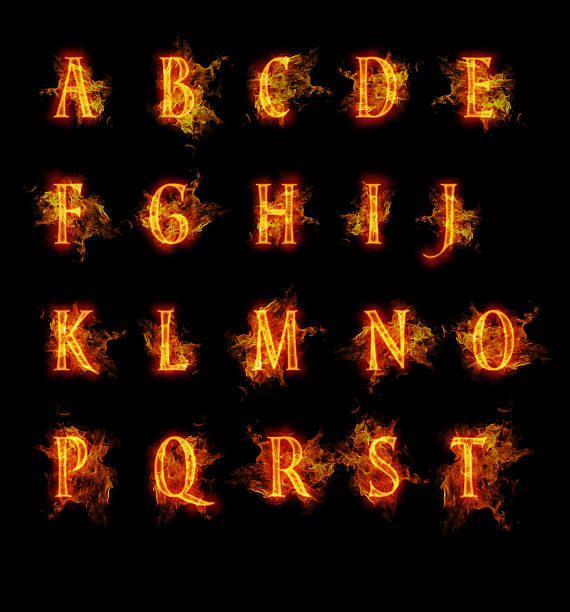 Fire font collection Fire font collection. Ideal for holiday, vintage or industrial designs.  fire inferno typescript alphabet stock illustrations