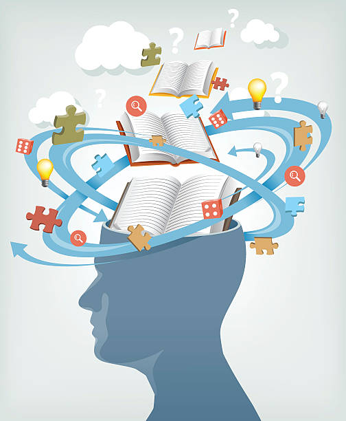 Knowledge from books Knowledge is exploring from brain around books.  human brain 3d stock illustrations