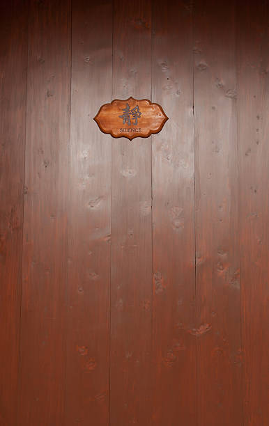 Door decorated with a nameplate stock photo