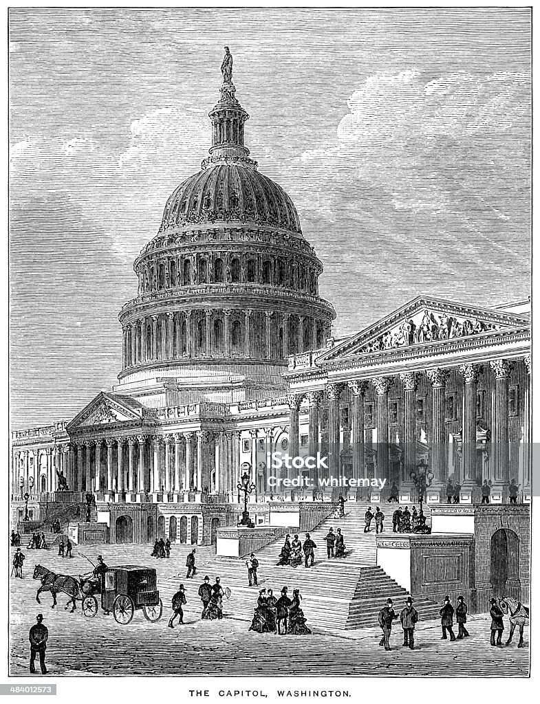 Il Capitol Building, Washington (1882 incisione - Illustrazione stock royalty-free di Washington DC