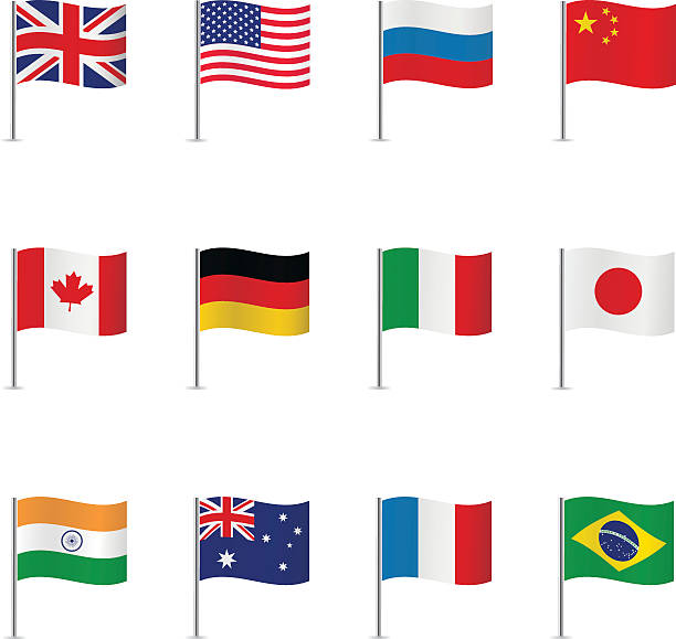 ilustraciones, imágenes clip art, dibujos animados e iconos de stock de mundo banderas. vector conjunto. - canadian flag illustrations