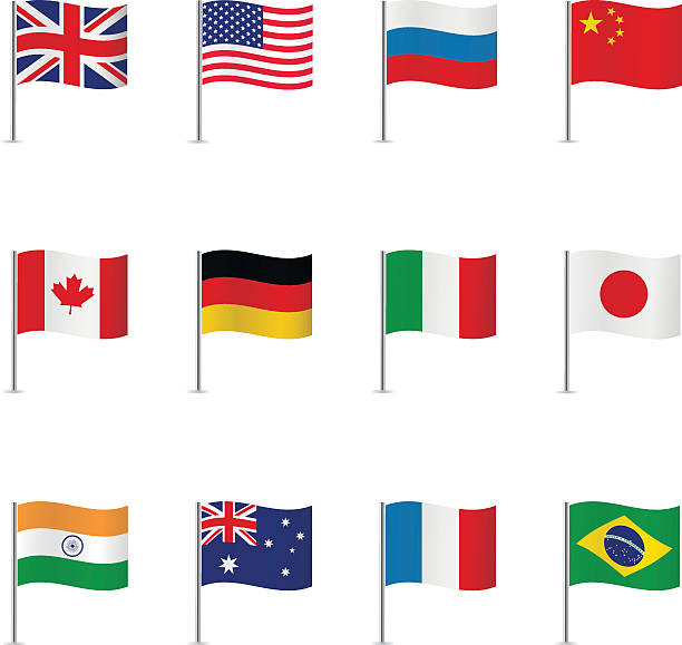 ilustrações, clipart, desenhos animados e ícones de bandeiras do mundo. vetor definido. - canadian flag north america usa flag