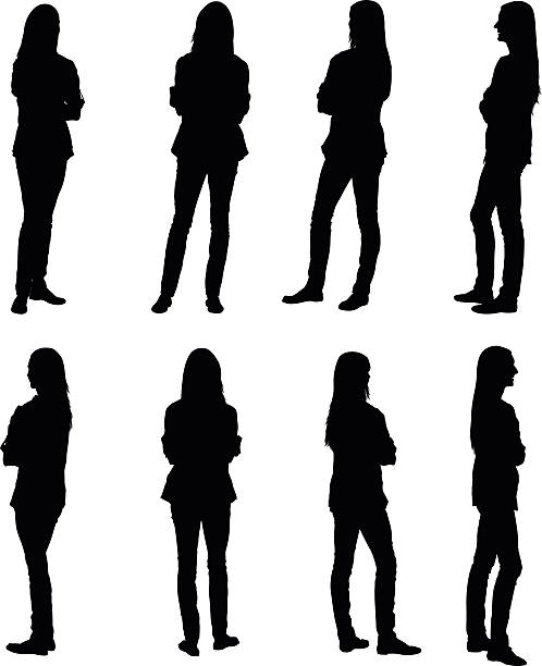 Multiple images of a woman with her arms crossed Multiple images of a woman with her arms crossedhttp://www.twodozendesign.info/i/1.png woman silhouette stock illustrations