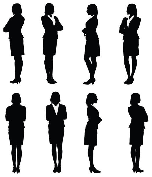 ilustrações, clipart, desenhos animados e ícones de várias imagens de uma mulher de negócios - silhouette women black and white side view