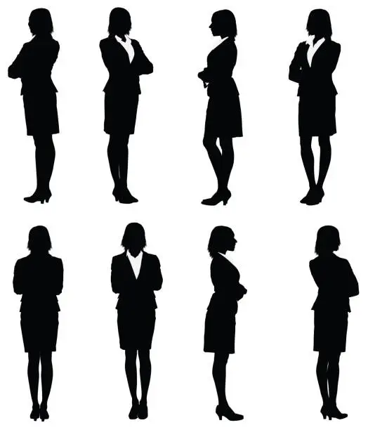 Vector illustration of Multiple images of a businesswoman