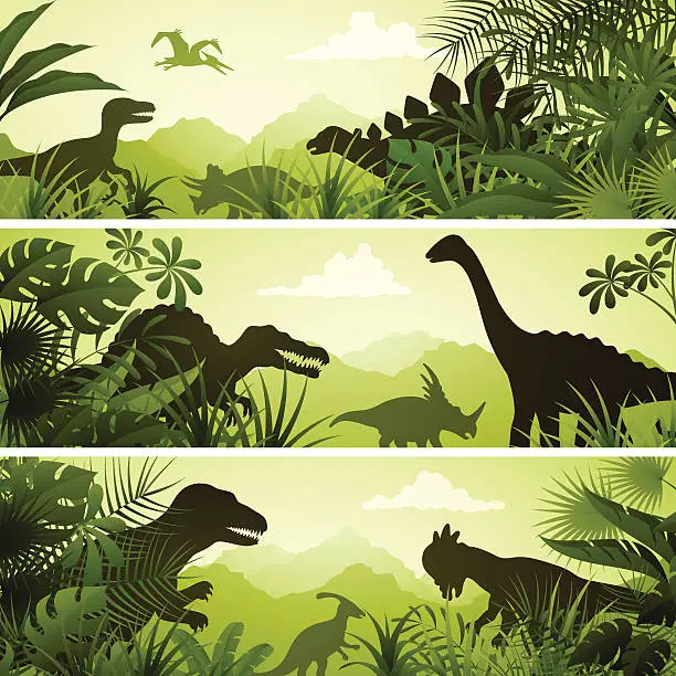 Vector illustration of Jurassic Banners