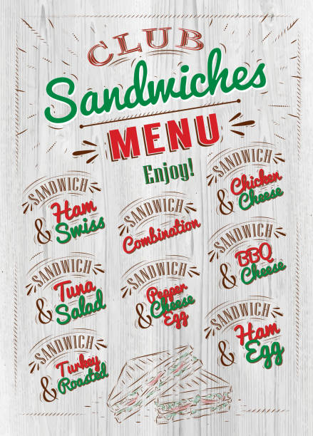 sandwiches-menü aus - sandwich turkey bread toast stock-grafiken, -clipart, -cartoons und -symbole