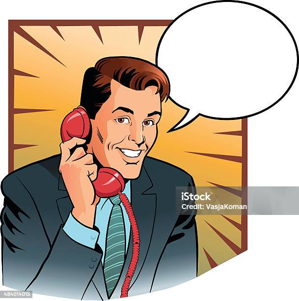 Man On The Phone With Speech Bubble Stock Illustration - Download Image Now - Adult, Business, Business Finance and Industry