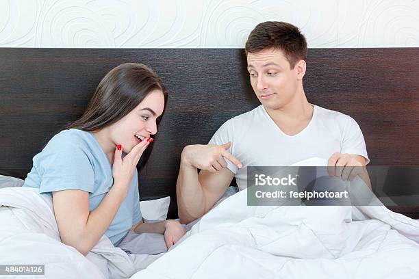 Sexy Young Couple In Morning Domestic Atmosphere Stock Photo - Download Image Now - 2015, Adult, Beautiful People