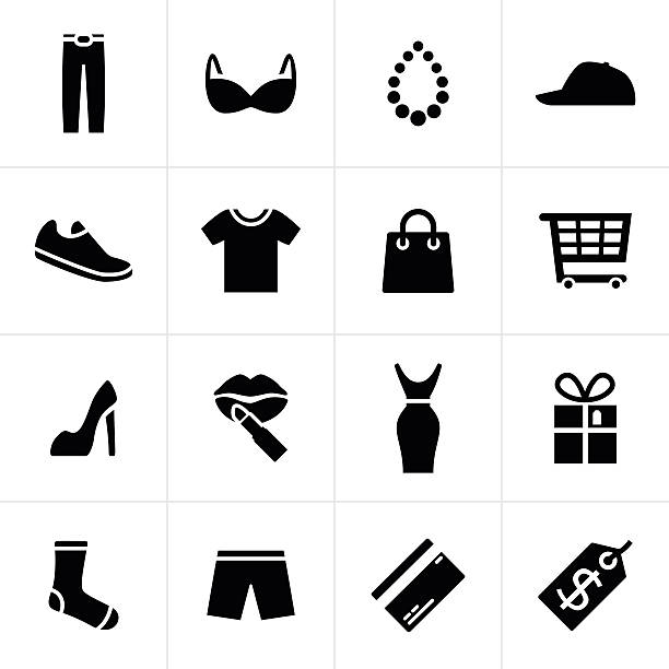 Fashion and Shopping Icons Fashion and shopping icons. fashion silhouettes stock illustrations