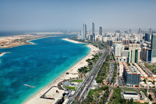 Panoramic aerial view of Abu Dhabi.