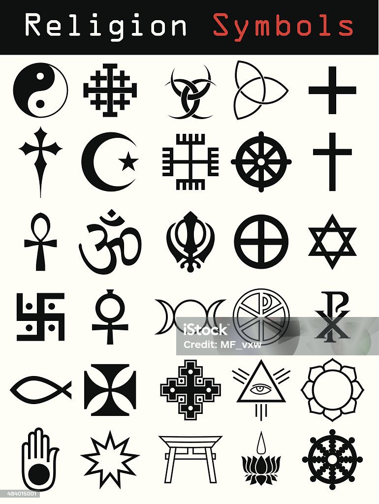 Religion symbols Various religion symbol set in black and white God stock vector