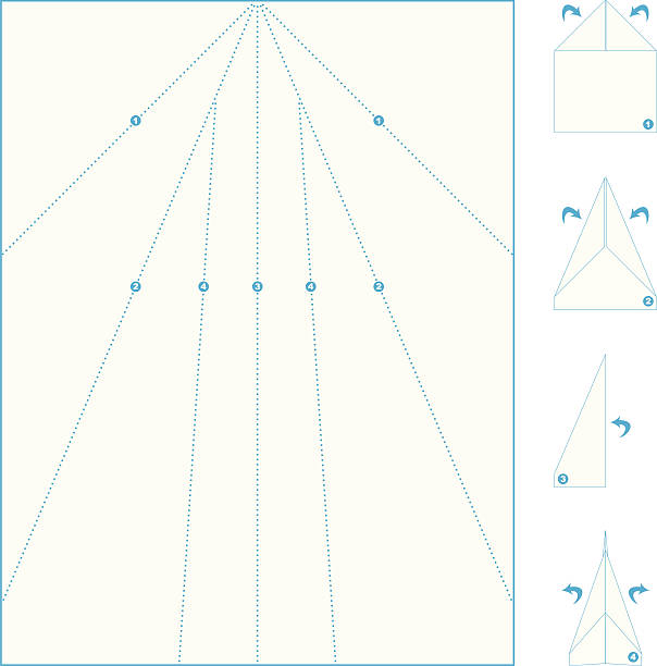 ilustraciones, imágenes clip art, dibujos animados e iconos de stock de avión de papel doblado de instrucciones - avión de papel