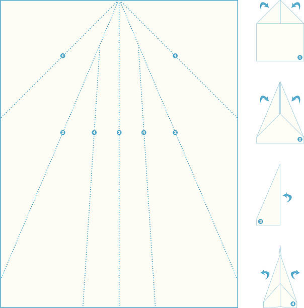 Paper Airplane Folding Instructions Folding template for a paper airplane. origami instructions stock illustrations