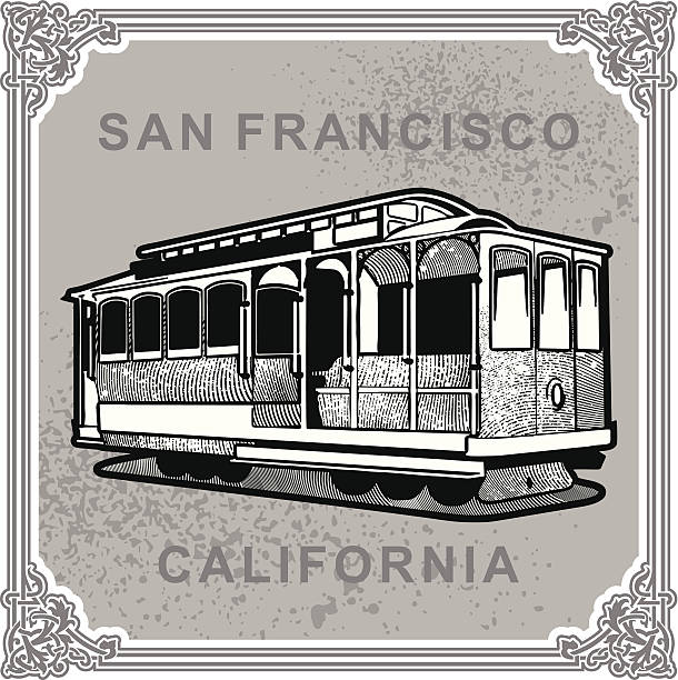 illustrazioni stock, clip art, cartoni animati e icone di tendenza di san francisco-vintage - cable car illustrations