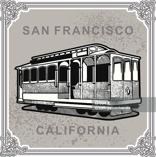 샌프란시스코빈티지 케이블 카에 대한 스톡 벡터 아트 및 기타 이미지 - 케이블 카, 샌프란시스코-캘리포니아, 일러스트레이션