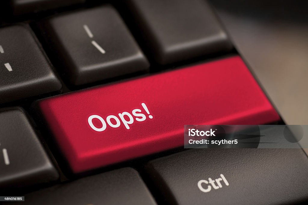 mistake concepts, with oops message on keyboard. oops word on key showing fail failure mistake or sorry concept Mistake Stock Photo
