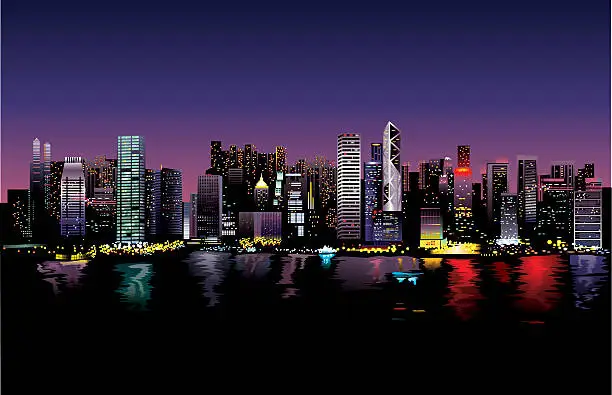 Vector illustration of City Skyline at night