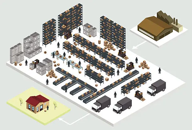 Vector illustration of Isometric warehouse