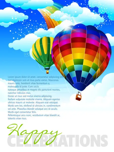 Vector illustration of Colorful Hot Air Balloons