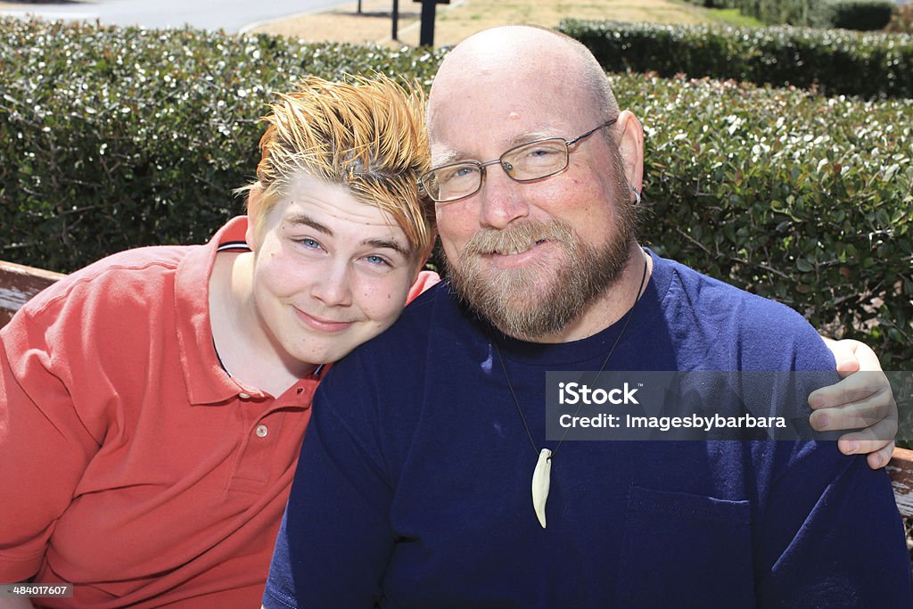 Father and Son Father bonding with his Autistic son. 14-15 Years Stock Photo