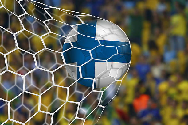 istock Finnish ball flies into the net game 484017867